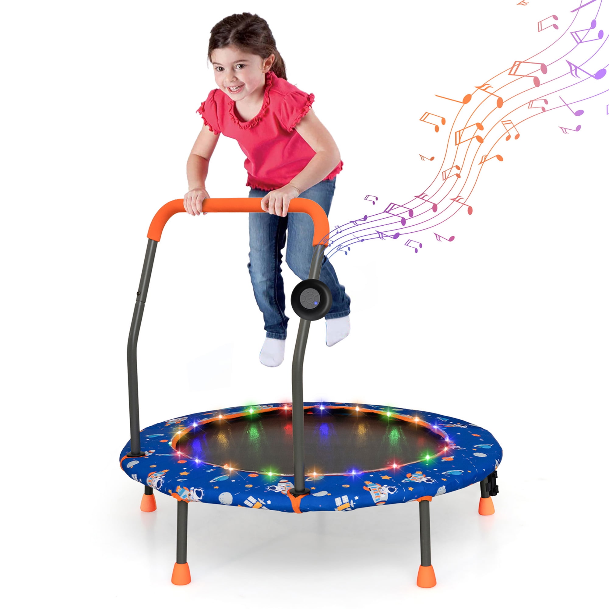 Free Shipping! Gymax 36'' Mini Toddler Trampoline w/ LED Bluetooth