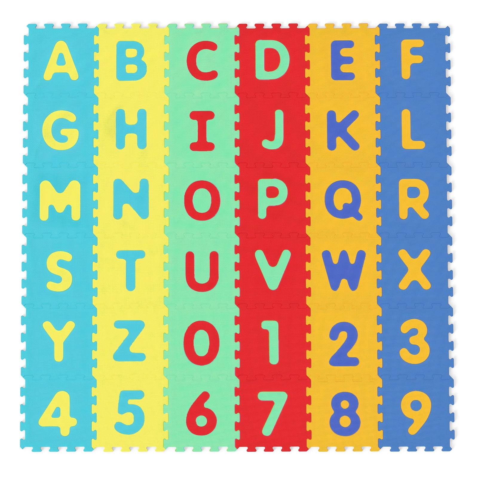 Gymax 36-Piece Kids Puzzle Play Mat w/ Alphabet & Numbers 36 Sq FT Total Coverage