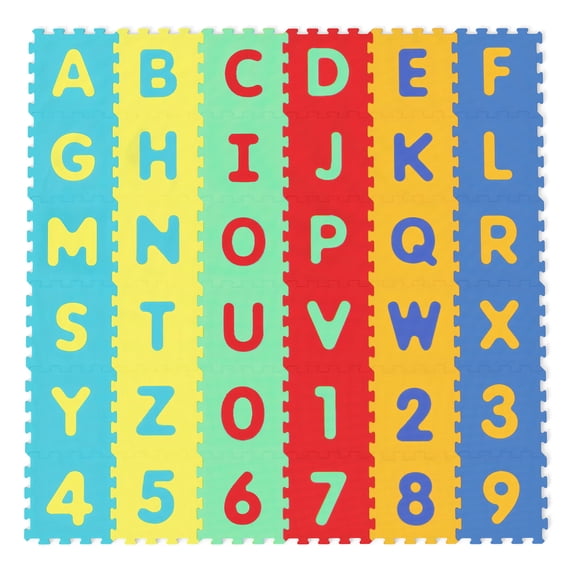 Gymax 36-Piece Kids Puzzle Play Mat w/ Alphabet & Numbers 36 Sq FT Total Coverage