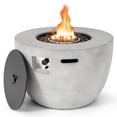 thumbnail image 1 of Gymax 36'' Round Concrete Propane Fire Pit Table w/ Lava Rocks PVC Cover 50,000 BTU, 1 of 9