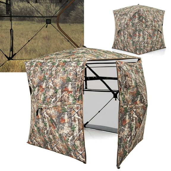 Gymax 360 One-Way See-Through Hunting Blind w/ Full-Open Door Portable Carry Bag