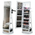 thumbnail image 1 of Gymax 360° Swivel Jewelry Cabinet Full Length Mirror w/Built-in Lights White, 1 of 9