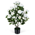 thumbnail image 1 of Gymax Artificial Camellia Tree 35.5'' Faux Flower Plant in Cement-Filled Pot Maintenance-Free Realistic Greenery Potted Plant, 1 of 8