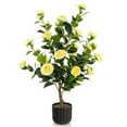 thumbnail image 1 of Gymax 38'' Artificial Camellia Tree Faux Floral Plant Fake Tree for Decoration Yellow, 1 of 7