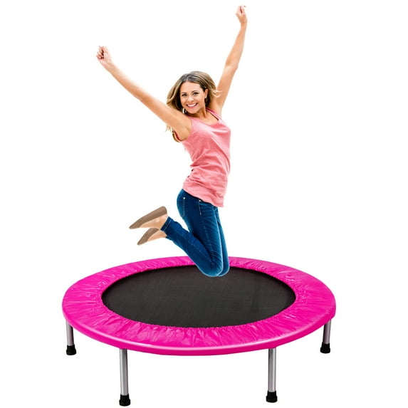 Gymax 38'' Folding Mini Trampoline Fitness Rebounder w/ Safety Pad Pink