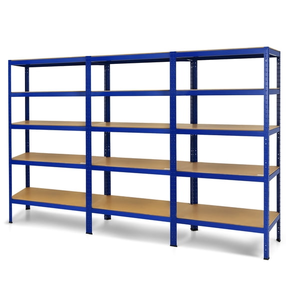 Gymax 3PCS 72'' Steel 5-tier Garage Shelf Metal Storage Adjustable Unit Blue