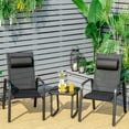 thumbnail image 1 of Gymax 3PCS Outdoor Bistro Set Patio Conversation Set w/ Adjustable Backrest Black, 1 of 10