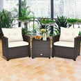 thumbnail image 1 of Gymax 3PCS Outdoor Patio Rattan Conversation Set Garden Yard w/ Off White Cushions, 1 of 10