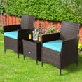 thumbnail image 1 of Gymax 3PCS Outdoor Rattan Conversation Set Patio Furniture Set w/ Blue Cushions, 1 of 10