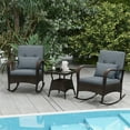 thumbnail image 1 of Gymax 3PCS Outdoor Rocking Set Rattan Rocker Chairs w/ Tempered Glass Coffee Table Wicker Rocker Set Grey, 1 of 10