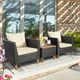 thumbnail image 1 of Gymax 3PCS Patio Furniture Set Conversation Bistro Set w/ Acacia Wood & Cushions Beige, 1 of 10