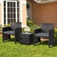 thumbnail image 1 of Gymax 3PCS Patio PE Rattan Conversation Furniture Set Bistro Set w/ Waterproof Cover Grey, 1 of 10