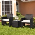 thumbnail image 1 of Gymax 3PCS Patio PE Rattan Conversation Furniture Set Bistro Set w/ Waterproof Cover Off White, 1 of 10