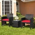 thumbnail image 1 of Gymax 3PCS Patio PE Rattan Conversation Furniture Set Bistro Set w/ Waterproof Cover Red, 1 of 10