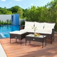 thumbnail image 1 of Gymax 3PCS Patio Rattan Sectional Conversation Furniture Set w/ Off White Cushions, 1 of 10