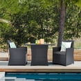 thumbnail image 1 of Gymax 3PCS Patio Wicker Bistro Set PE Rattan Dining Table Set w/ Grey Cushions, 1 of 10