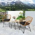 thumbnail image 1 of Gymax 3PCS Rattan Patio Bistro Set Conversation Furniture Set w/ Black Cushions, 1 of 9