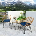 thumbnail image 1 of Gymax 3PCS Rattan Patio Bistro Set Conversation Furniture Set w/ Navy Cushions, 1 of 10