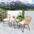 thumbnail image 1 of Gymax 3PCS Rattan Patio Bistro Set Conversation Furniture Set w/ White Cushions, 1 of 10