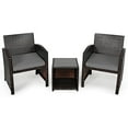 thumbnail image 1 of Gymax 3PCS Rattan Patio Conversation Furniture Set Yard Outdoor w/ Grey Cushions, 1 of 9