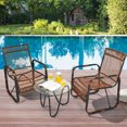 thumbnail image 1 of Gymax 3PCS Rattan Patio Conversation Set Bistro Furniture Set w/ Glass Table, 1 of 10
