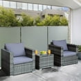 thumbnail image 1 of Gymax 3PCS Rattan Patio Conversation Set Outdoor Furniture Set w/ Table Cushion, 1 of 10