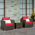 thumbnail image 1 of Gymax 3PCS Rattan Patio Outdoor Conversation Furniture Set w/ Red Cushions, 1 of 9