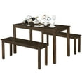 thumbnail image 1 of Gymax 3pcs Dining Set Modern Studio Collection Table with 2 Benches Wood Legs Coffee, 1 of 10