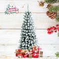 thumbnail image 1 of Gymax 4.5 FT Artificial Slim Christmas Tree Unlit Snow-Flocked Xmas Pencil Tree, 1 of 10