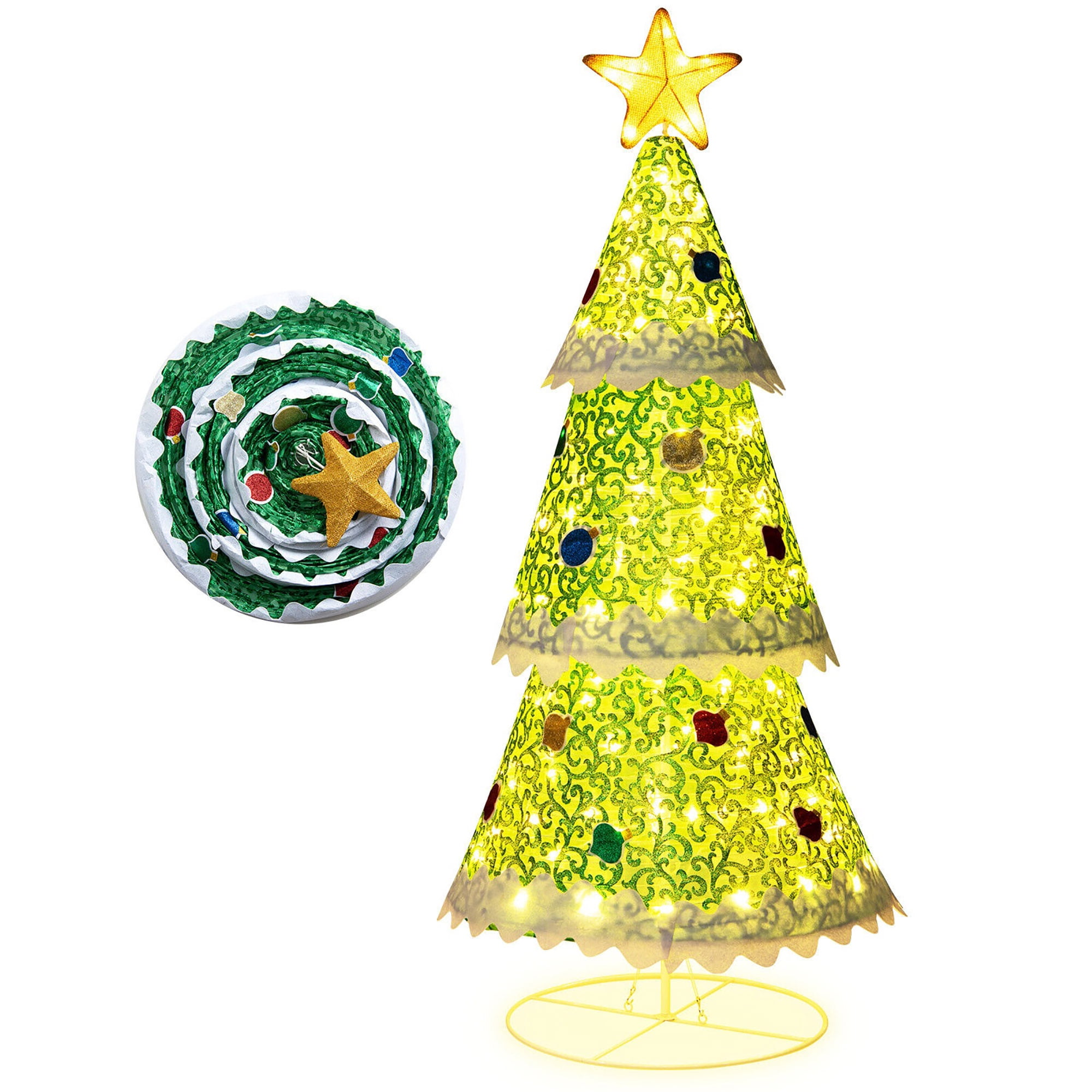 Gymax 4.6 FT Collapsible Celebration Christmas Tree PopUp Decor w/ 110