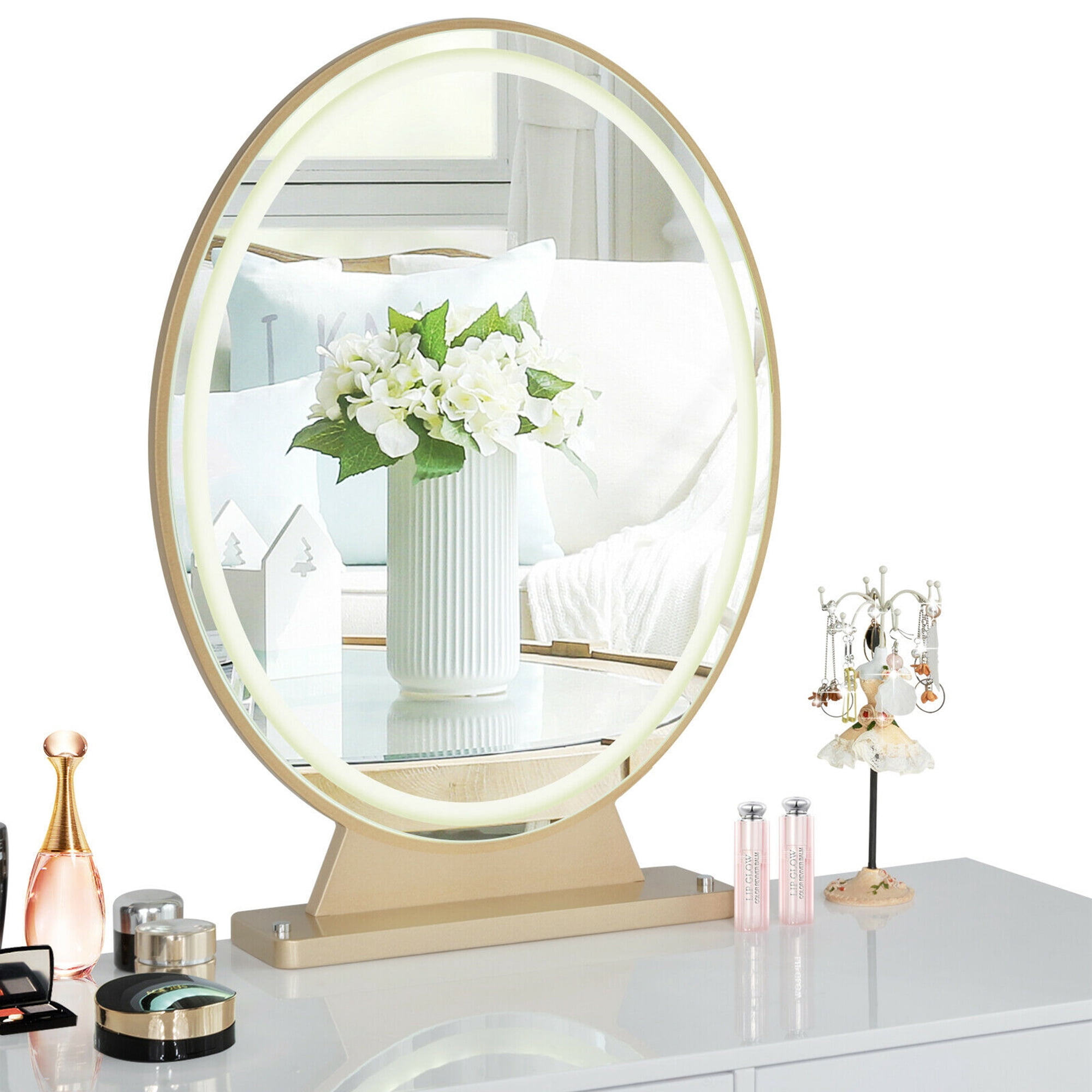 Gymax 4 Color Dimming Gold Hollywood Vanity Lighted Makeup Mirror
