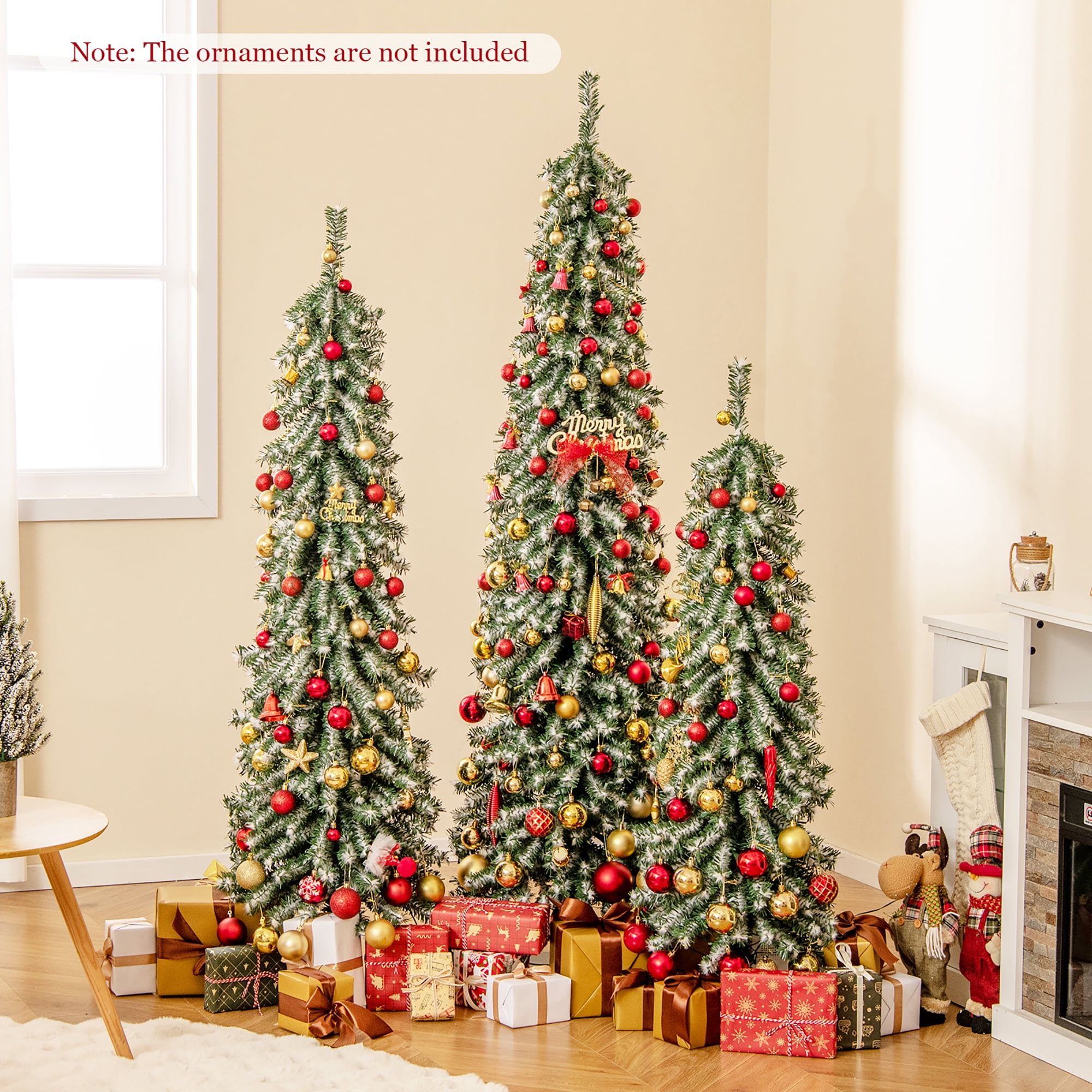 Gymax 4 FT 5' 6' Artificial Christmas Tree Set of 3 w/ Realistic ...