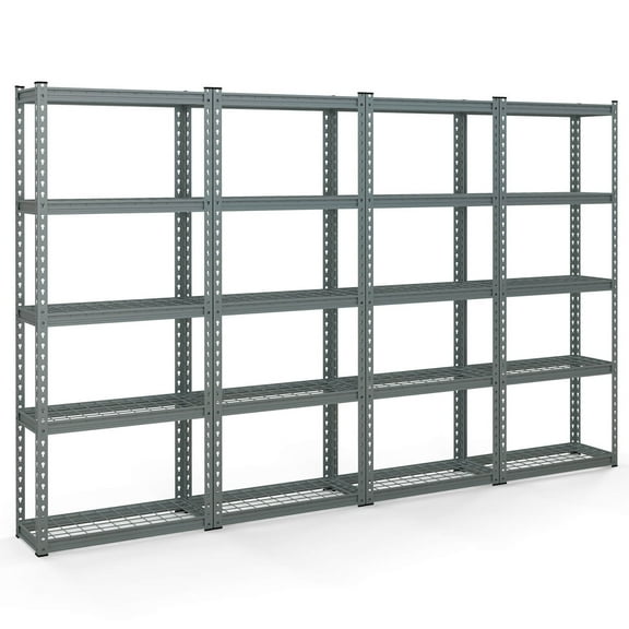 Gymax 4 PCS 5-Tier Metal Shelving Unit Heavy Duty Wire Storage Rack with Anti-slip Foot Pads