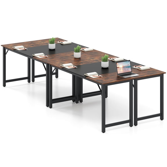 Gymax 4 PCS 63'' Computer Desk Modern Industrial Office Desk w/ Metal Frame & Large Executive Desk