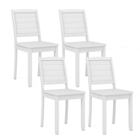 Gymax 4 PCS Armless Wood Dining Chair w/ Rubber Wood Legs Curved Backrest Kitchen White