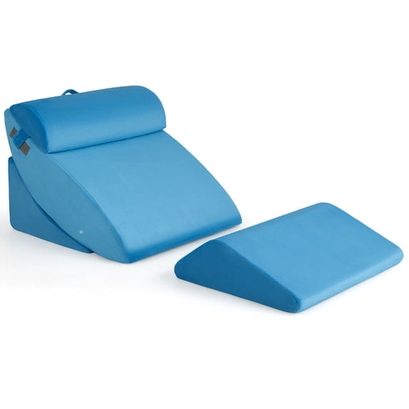 Gymax 4 PCS Bed Wedge Pillow Incline Head Support Rest Memory Foam Blue