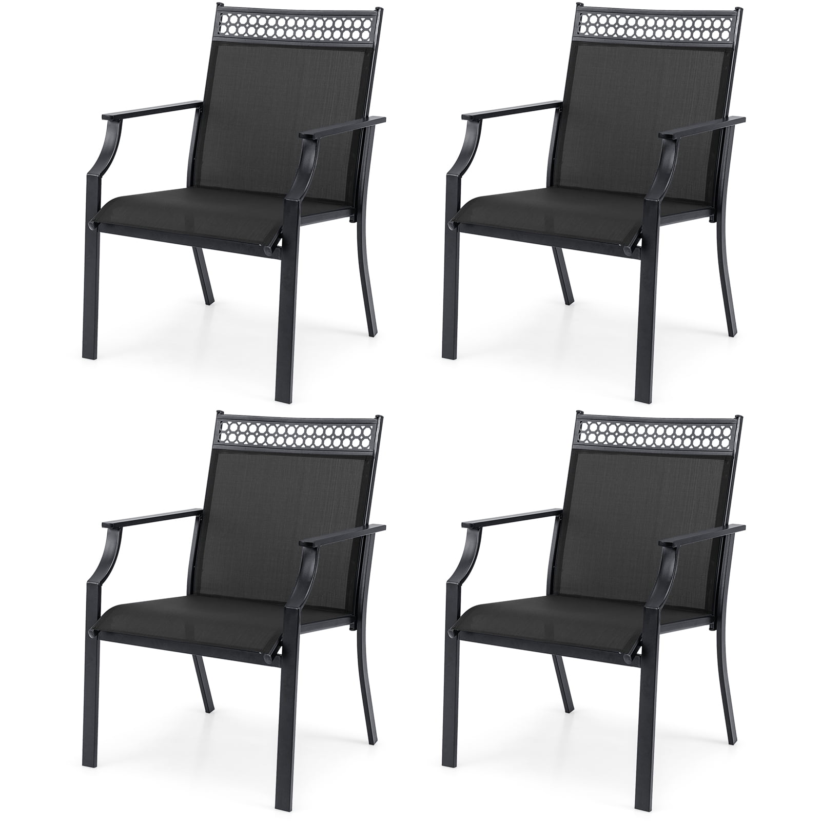 Patio Chairs Set of 2 with All Weather Breathable Fabric-Blue