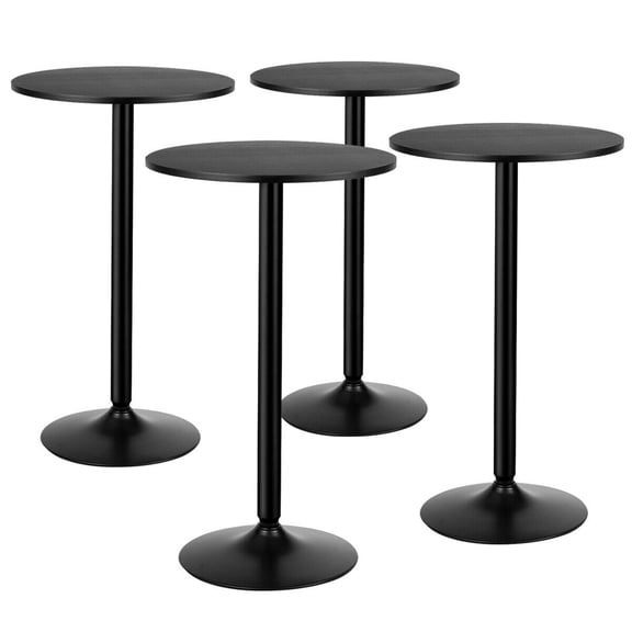 Gymax 4 PCS Round Pub Table 24'' Bistro Bar Cocktail Table w/Metal Base Black