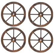 Gymax 4 PCS Rustic 24 Wood Wagon Wheels Carbonized Solid Fir Wood for Party Bar