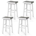 thumbnail image 1 of Gymax 4 PCS Saddle Bar Stools Bar Height Backless Island Pub Chairs Kitchen Gray, 1 of 5