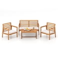 thumbnail image 1 of Gymax 4 PCS Wood Patio Furniture Set w/ Soft Seat Cushions Solid Acacia Wood Frame, 1 of 10