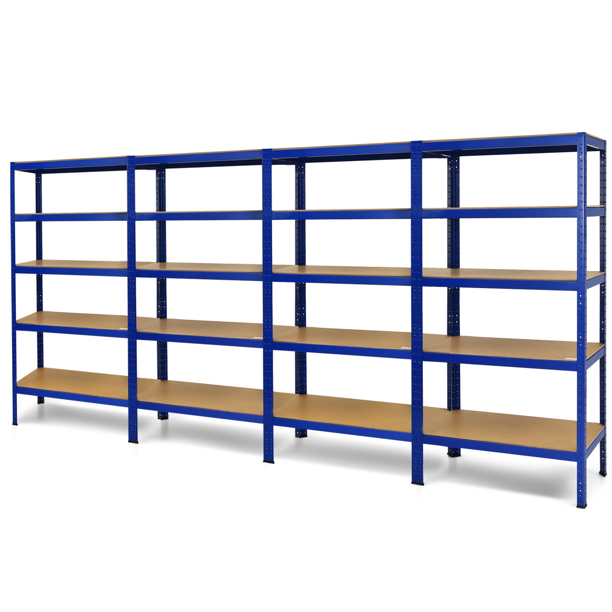Gymax 4 Pieces 72" Steel 5-Tier Shelf Metal Storage Adjustable Unit Garage, Blue