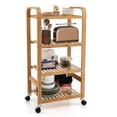 thumbnail image 1 of Gymax 4-Tier Kitchen Serving Trolley Cart Mobile Bamboo Storage Shelf Lockable Casters, 1 of 10