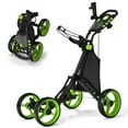 thumbnail image 1 of Gymax 4 Wheels Foldable Golf Push Pull Cart Trolley w/ Brake Waterproof Bag Green, 1 of 10