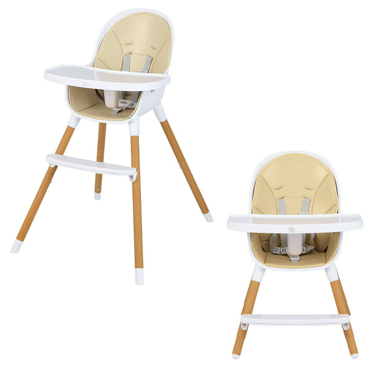 Gymax 4-in-1 Convertible Baby High Chair Infant Feeding Chair w/Adjustable  Tray Beige 