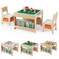 thumbnail image 1 of Gymax 4 in 1 Kids Table & Chair Set w/Reversible Graffiti & Building Blocks Tabletop White & Natural, 1 of 10