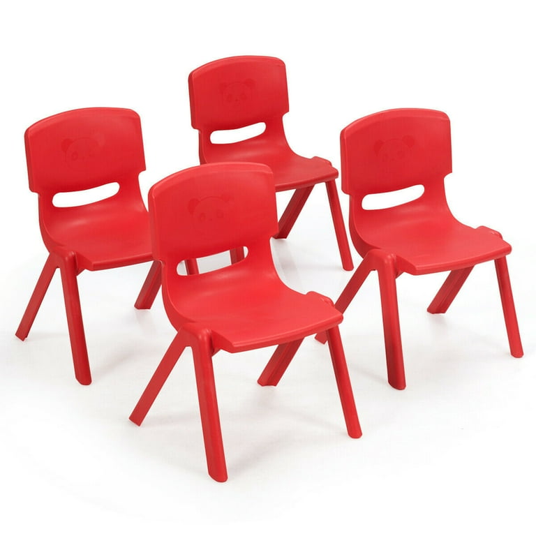 Gymax 4 Pack Red Kids Plastic Stackable Chairs for Indoor Outdoor Use Suitable for Classroom Kindergarten Daycare Walmart