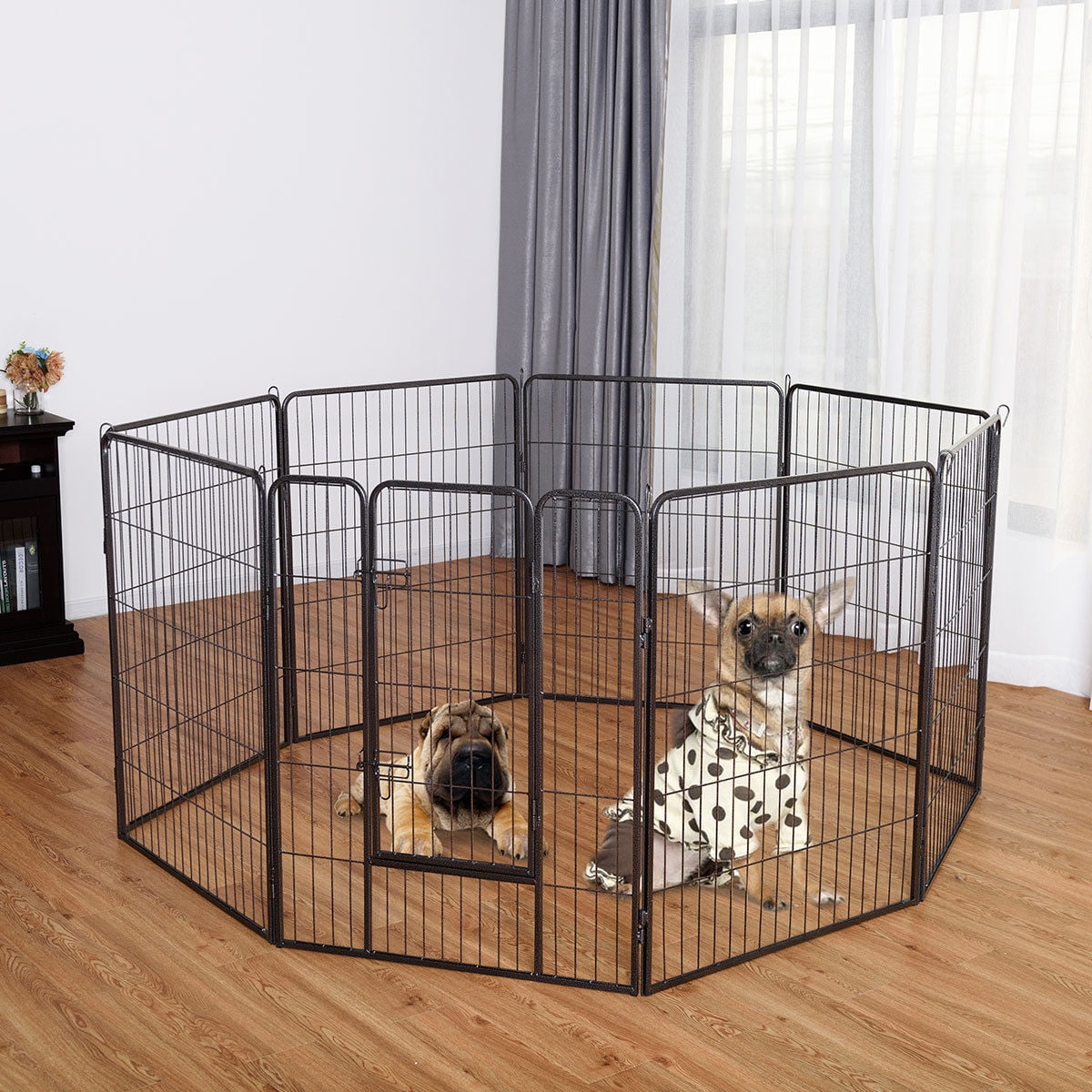 Gymax 40'' 8 Metal Panel Heavy Duty Pet Playpen Dog Exercise Pen Cat Fence Safety Gate