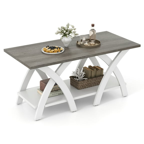 Gymax 40'' Coffee Table w/ Storage Shelf w/X-shaped Legs for Living Room Bedroom