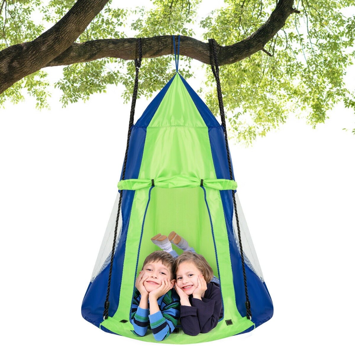 【havehad】Summer Easy Worker Set-up Gymax 40'' Cozy Indoor Kids Hanging Chair, Swing Tent Set